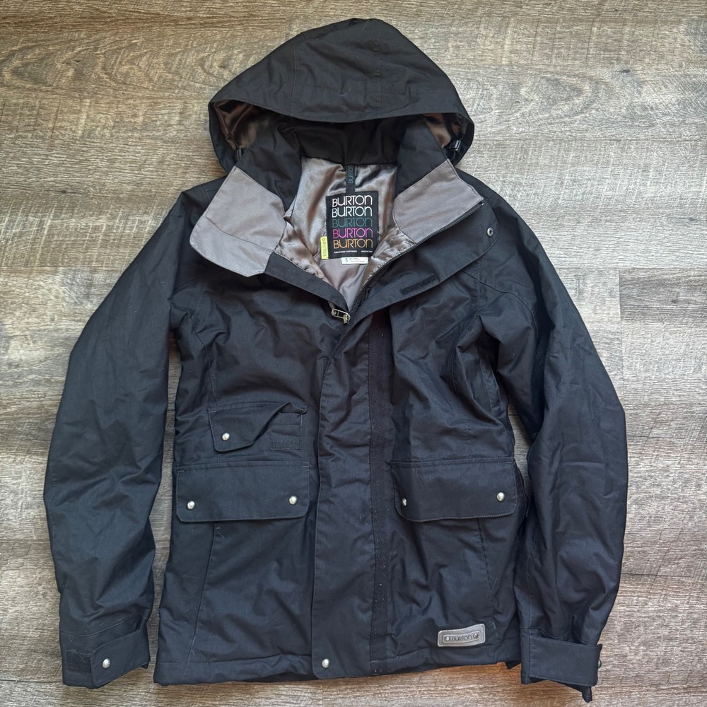 Burton Dryride Snowboard Jacket Womens Small Regular Black Insulated Hooded